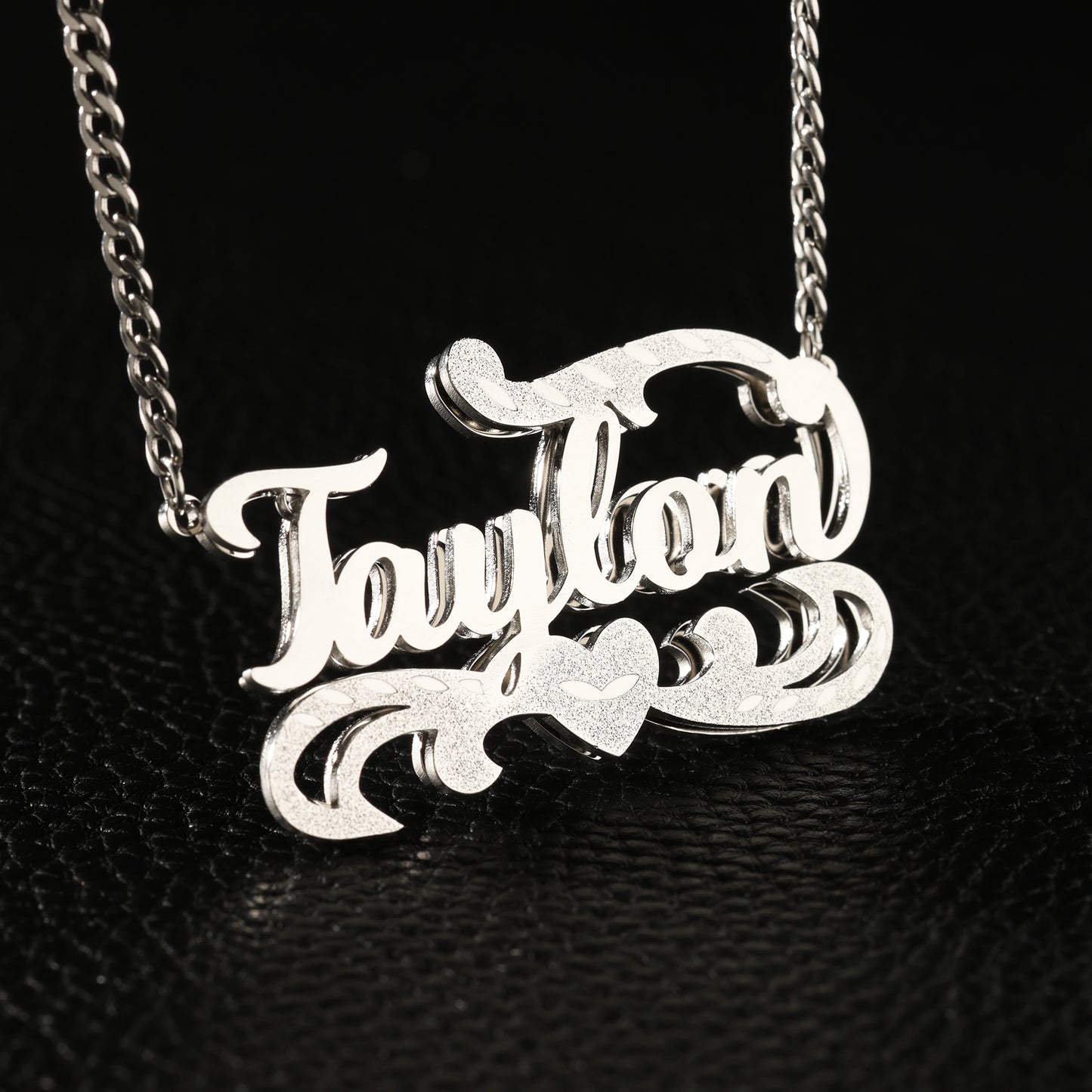 Double Plated Double Heart Name Necklace