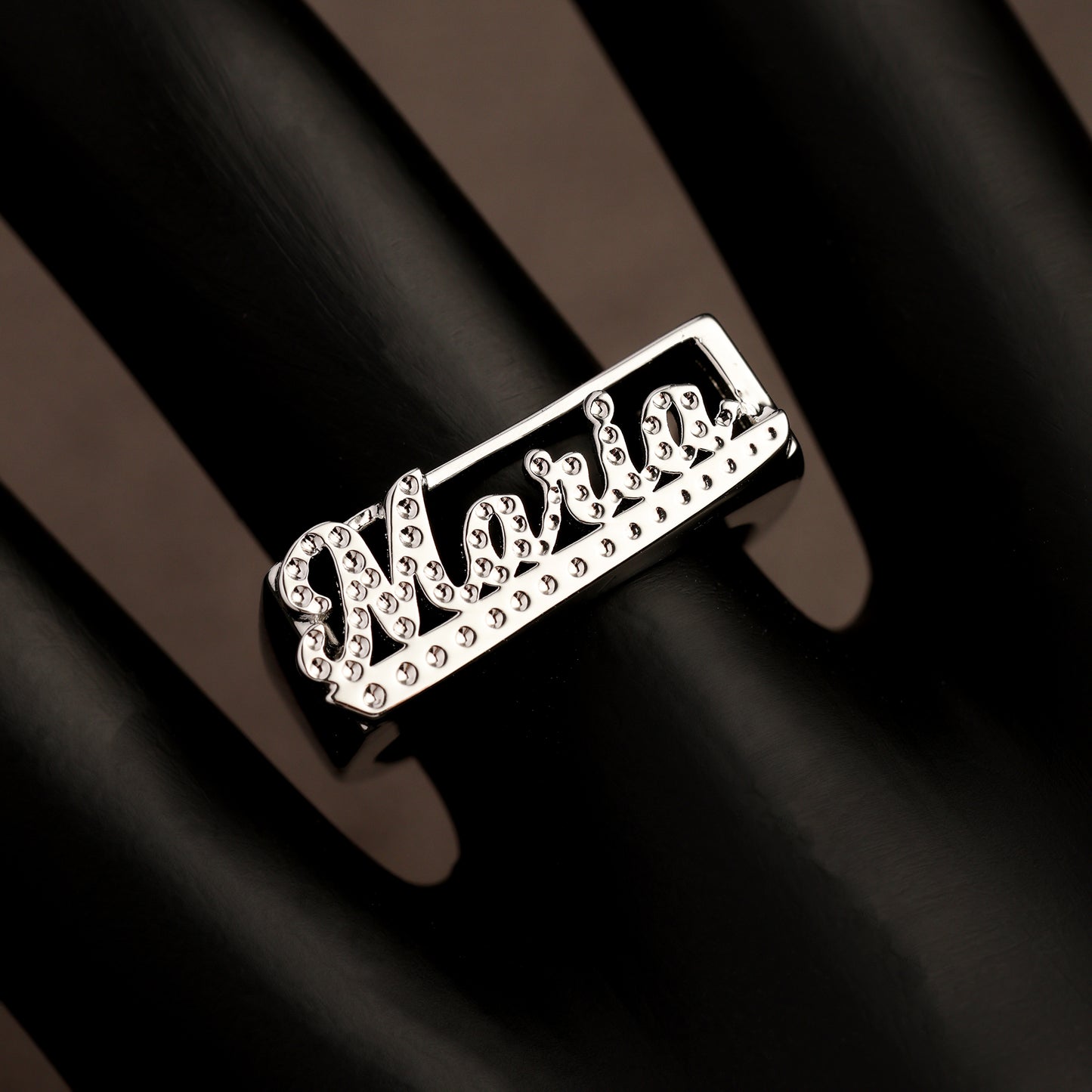 Iced Script Name Ring