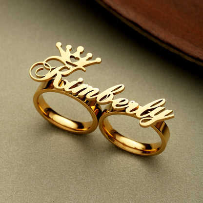 Two Finger Crown Name Ring