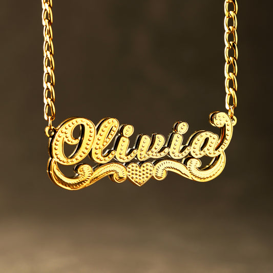 Double Plated Heart Name Necklace