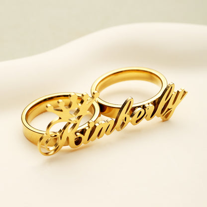 Two Finger Crown Name Ring