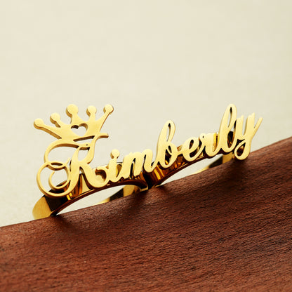 Two Finger Crown Name Ring