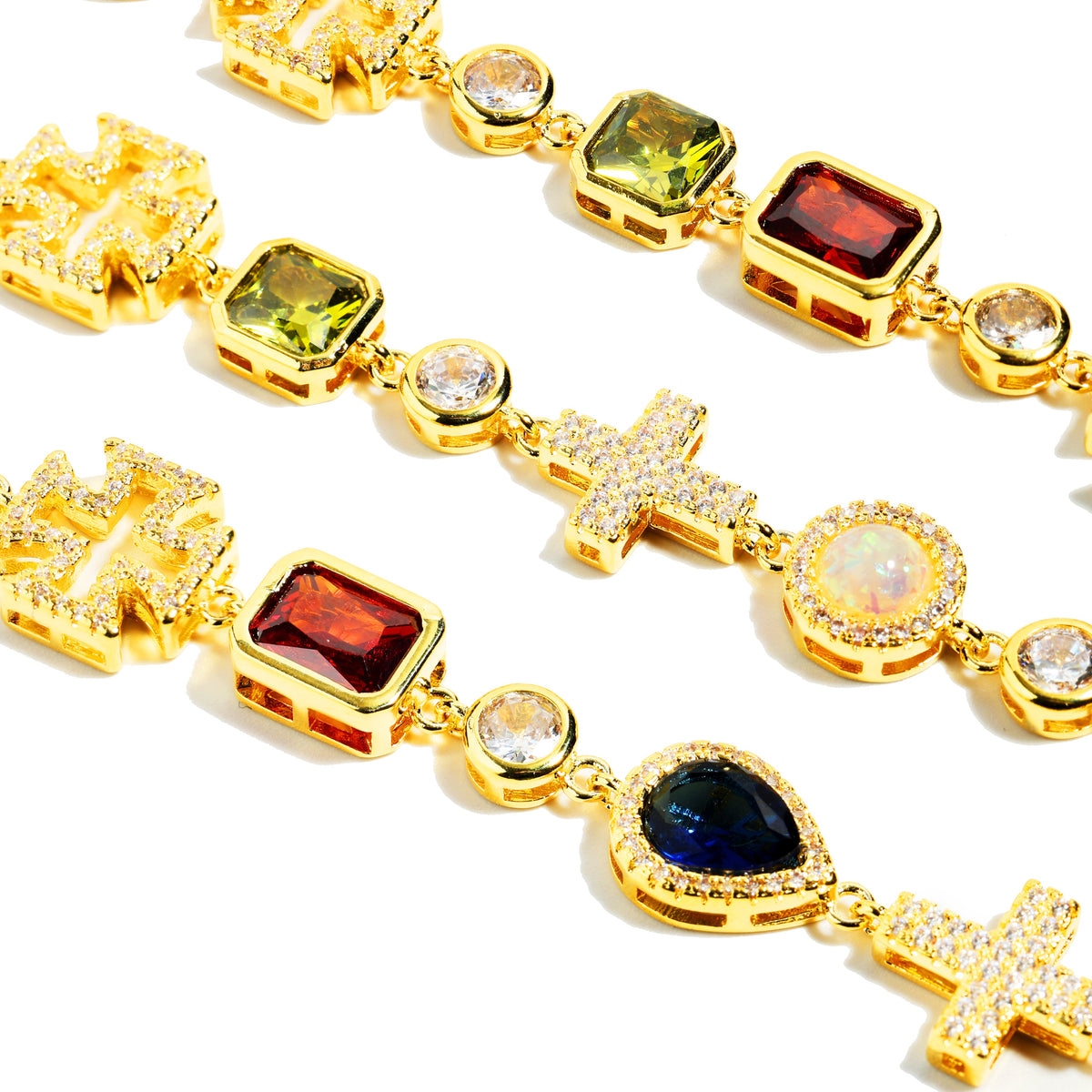 Multi Gemstone & Cross Set