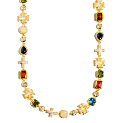 Multi Gemstone & Cross Anklet