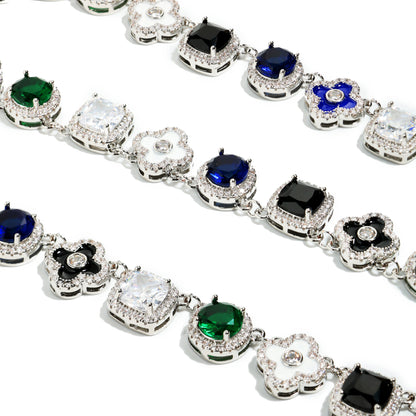 Silver Midnight Garden Gemstone Necklace