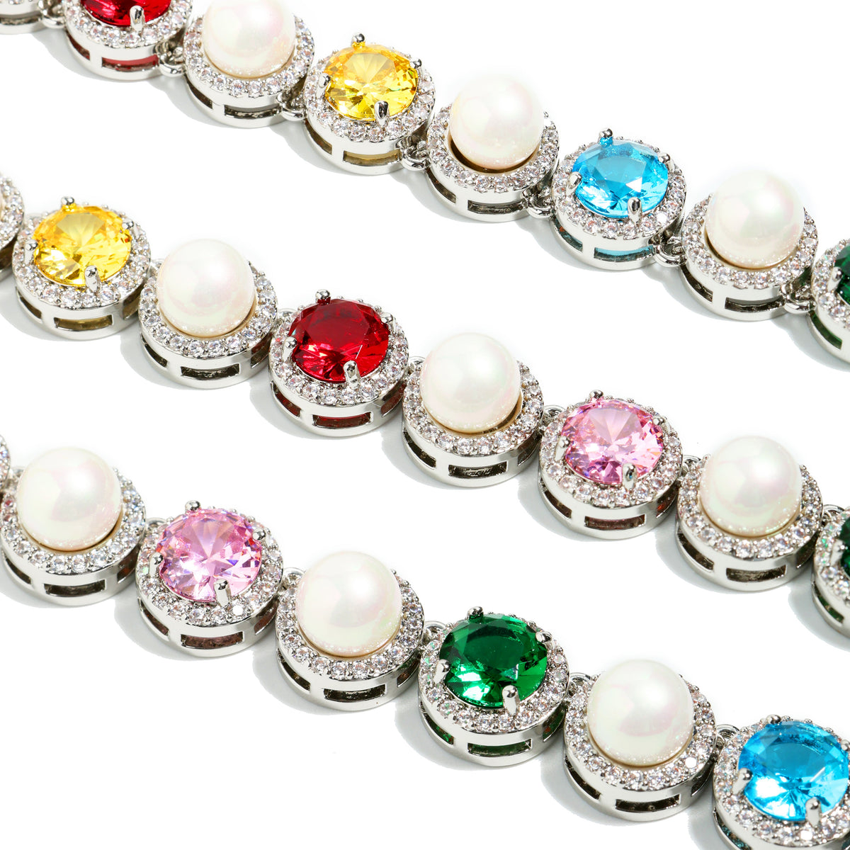 Silver Rainbow Serenade Gemstone Necklace