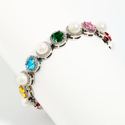 Silver Rainbow Serenade Gemstone Necklace