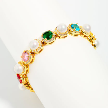 Gold Rainbow Serenade Gemstone Necklace