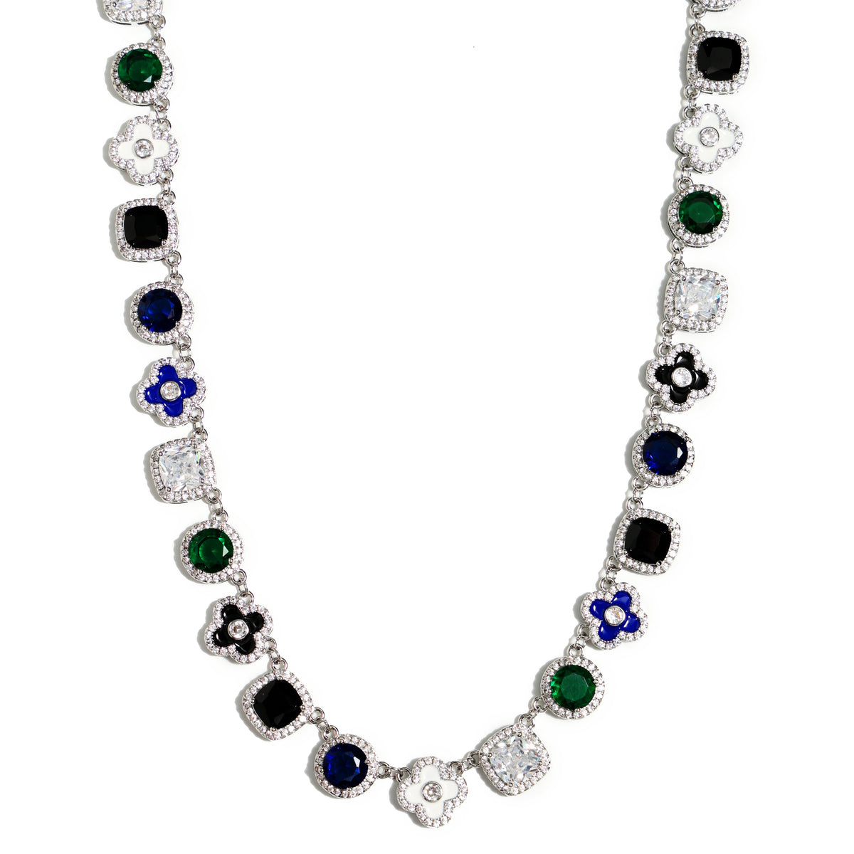 Silver Midnight Garden Gemstone Necklace