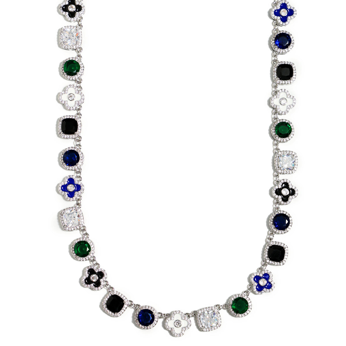Silver Midnight Garden Gemstone Necklace