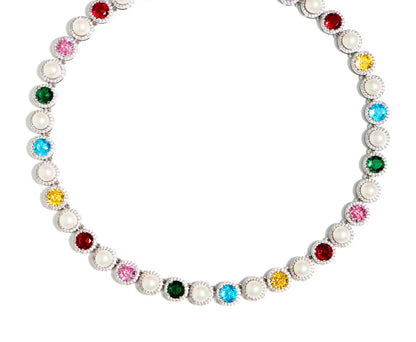 Silver Rainbow Serenade Gemstone Necklace