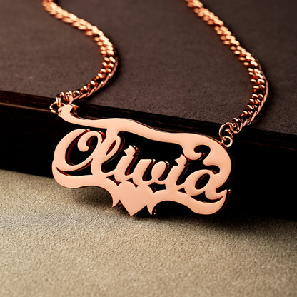 Double Plated Heart Name Necklace