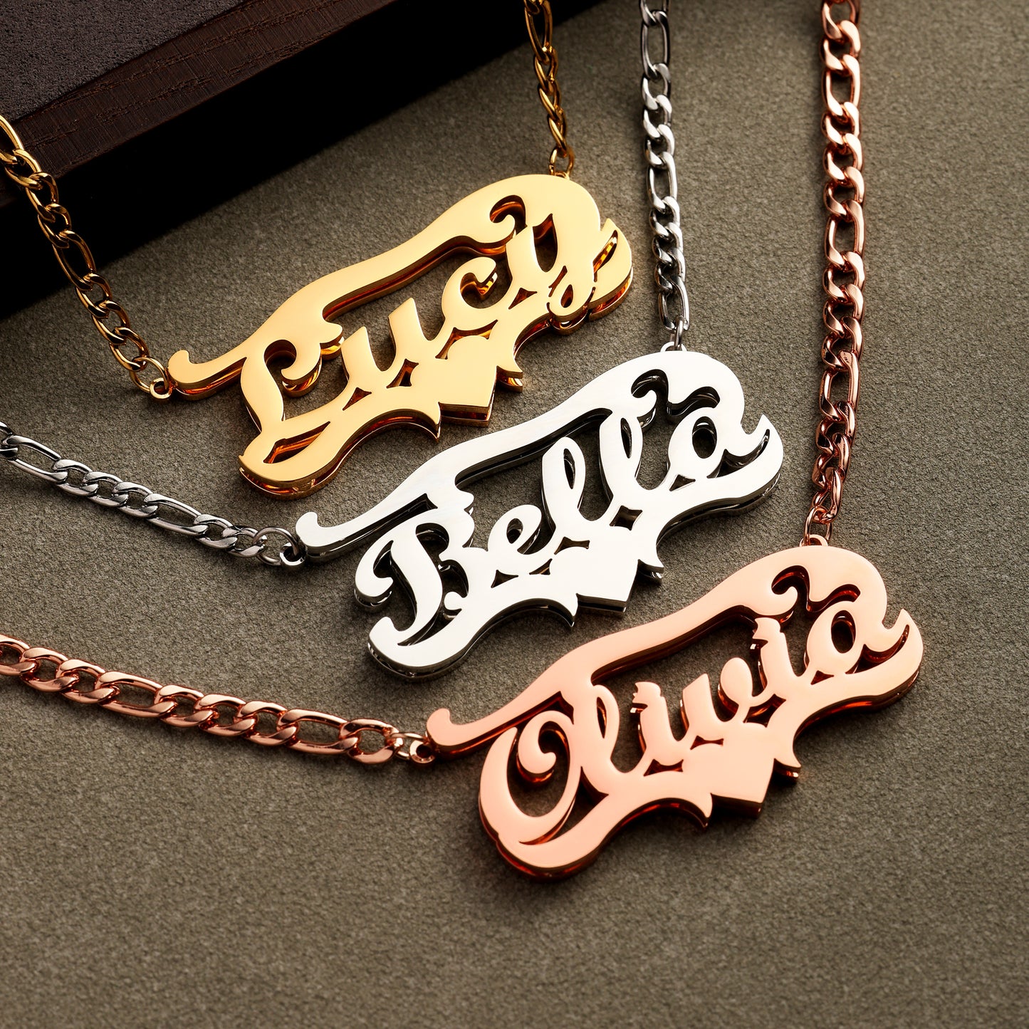 Double Plated Heart Name Necklace