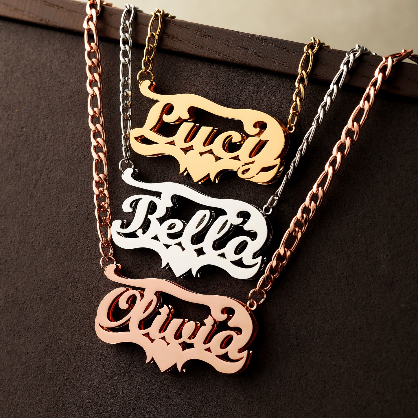 Double Plated Heart Name Necklace