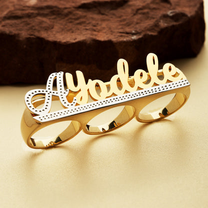 Three Finger Name Ring