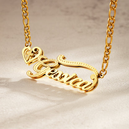 Personalized Gold Name Necklace with Heart Motif