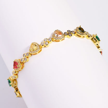 Heart Shaped Tourmaline Gemstone Bracelet