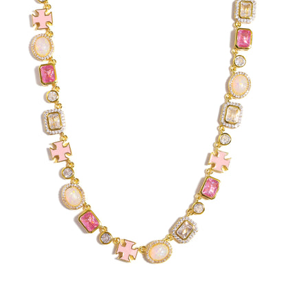 Millennial Pink Gemstone Chain Necklace