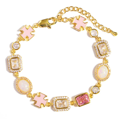 Millennial Pink Gemstone Chain Necklace
