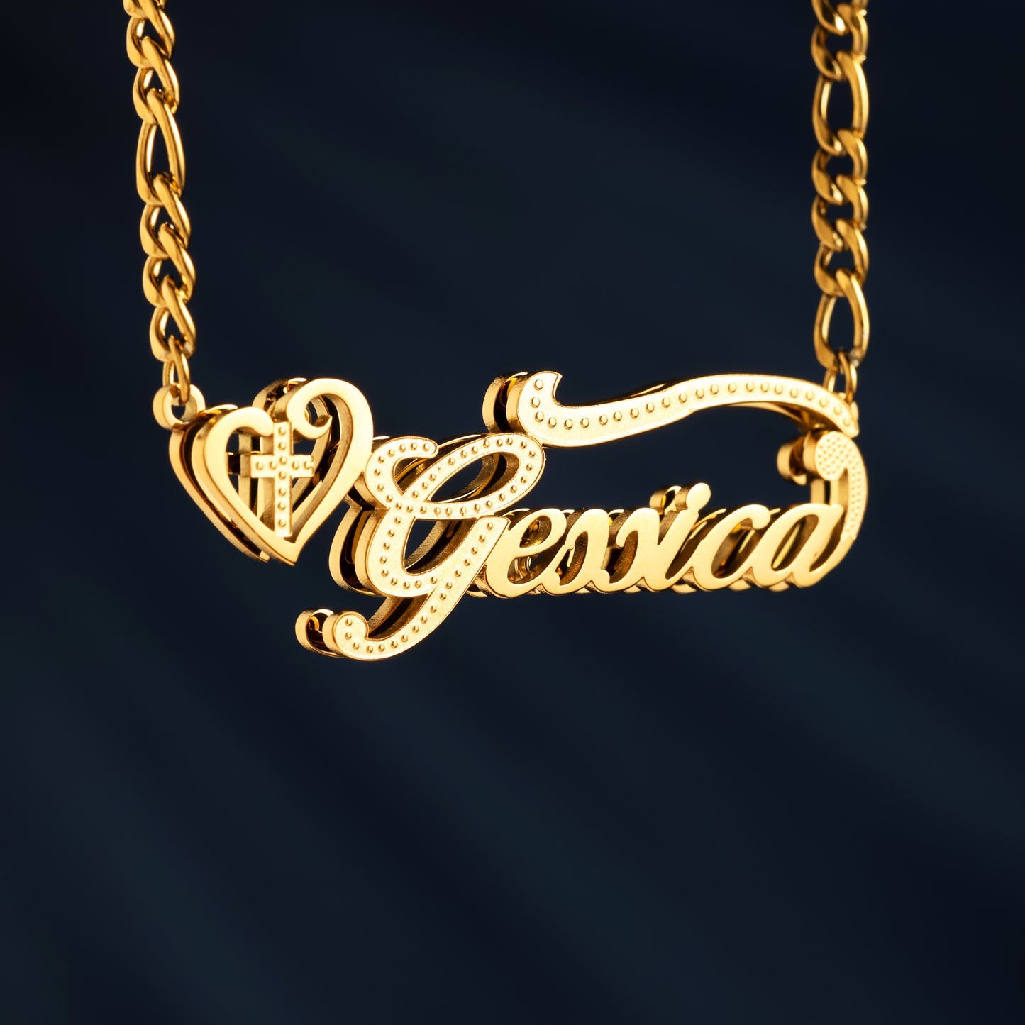 Personalized Gold Name Necklace with Heart Motif