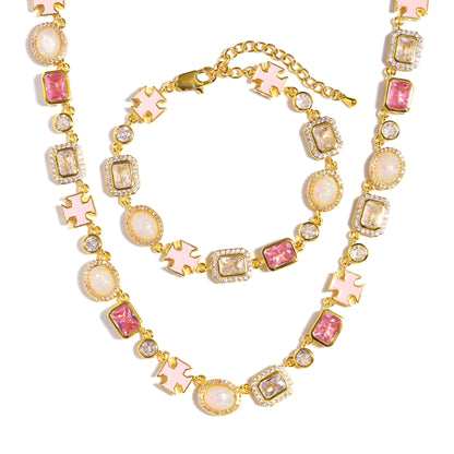Millennial Pink Gemstone Chain Necklace
