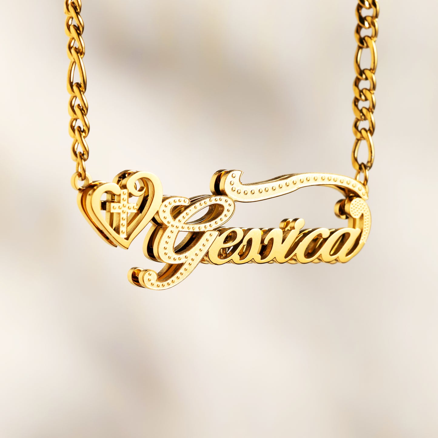 Personalized Gold Name Necklace with Heart Motif