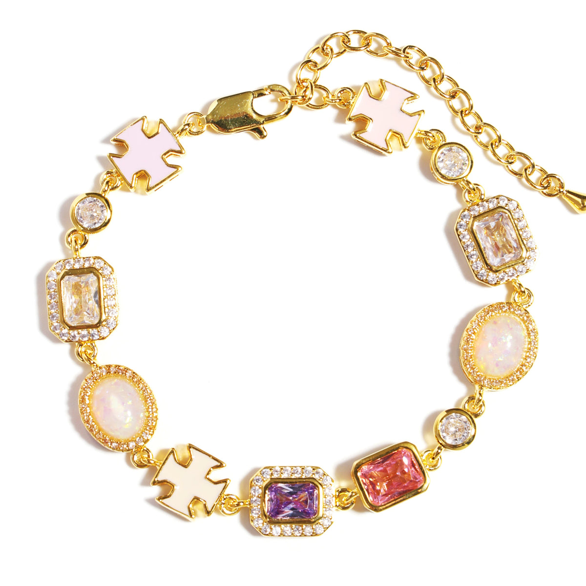Mystic Pink & Purple Color Sapphire Gemstone Bracelet