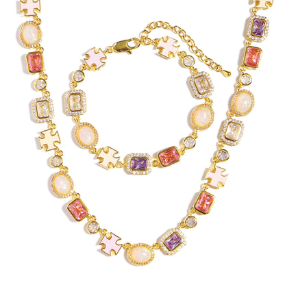 Mystic Pink & Purple Color Sapphire Gemstone Necklace