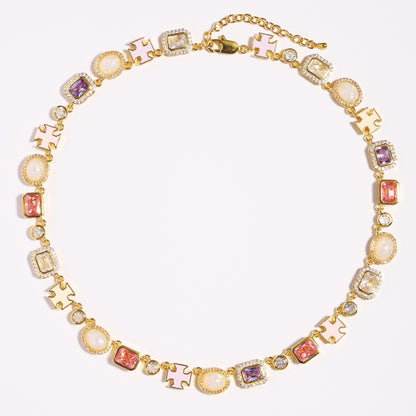Mystic Pink & Purple Color Sapphire Gemstone Necklace Set