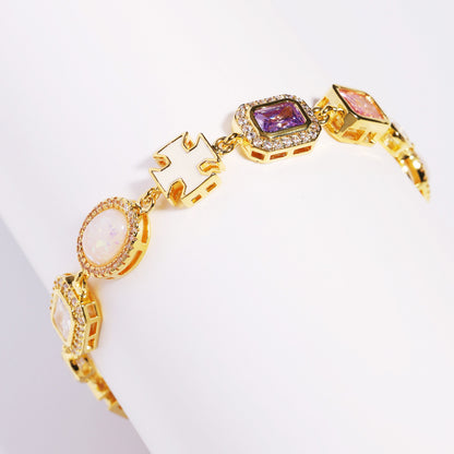 Mystic Pink & Purple Color Sapphire Gemstone Necklace Set