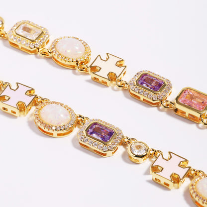 Mystic Pink & Purple Color Sapphire Gemstone Necklace