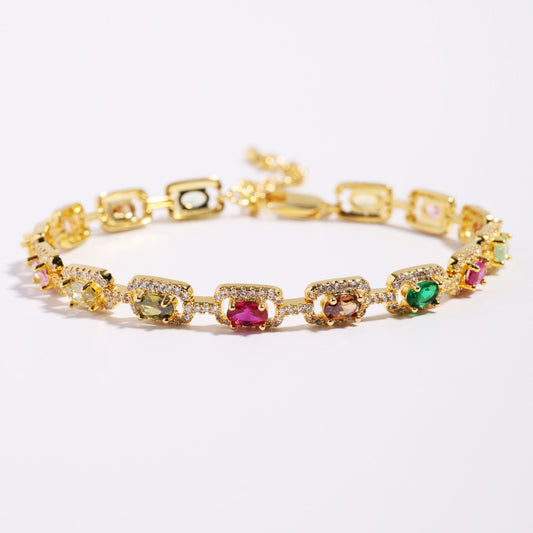 Prism Square-Cut Tourmaline Gemstone Bracelet