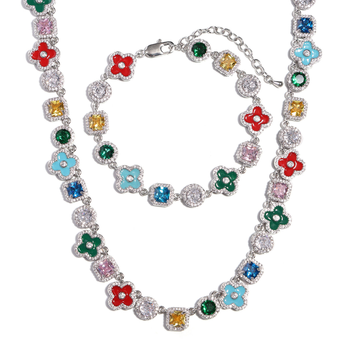 Mosaic Garden Gemstone Set ( Necklace＆ Bracelet)