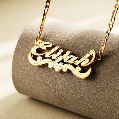 Custom Name 18K Gold Crown Nameplate Necklace