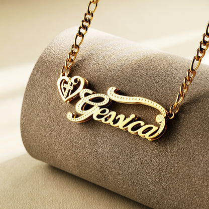 Personalized Gold Name Necklace with Heart Motif