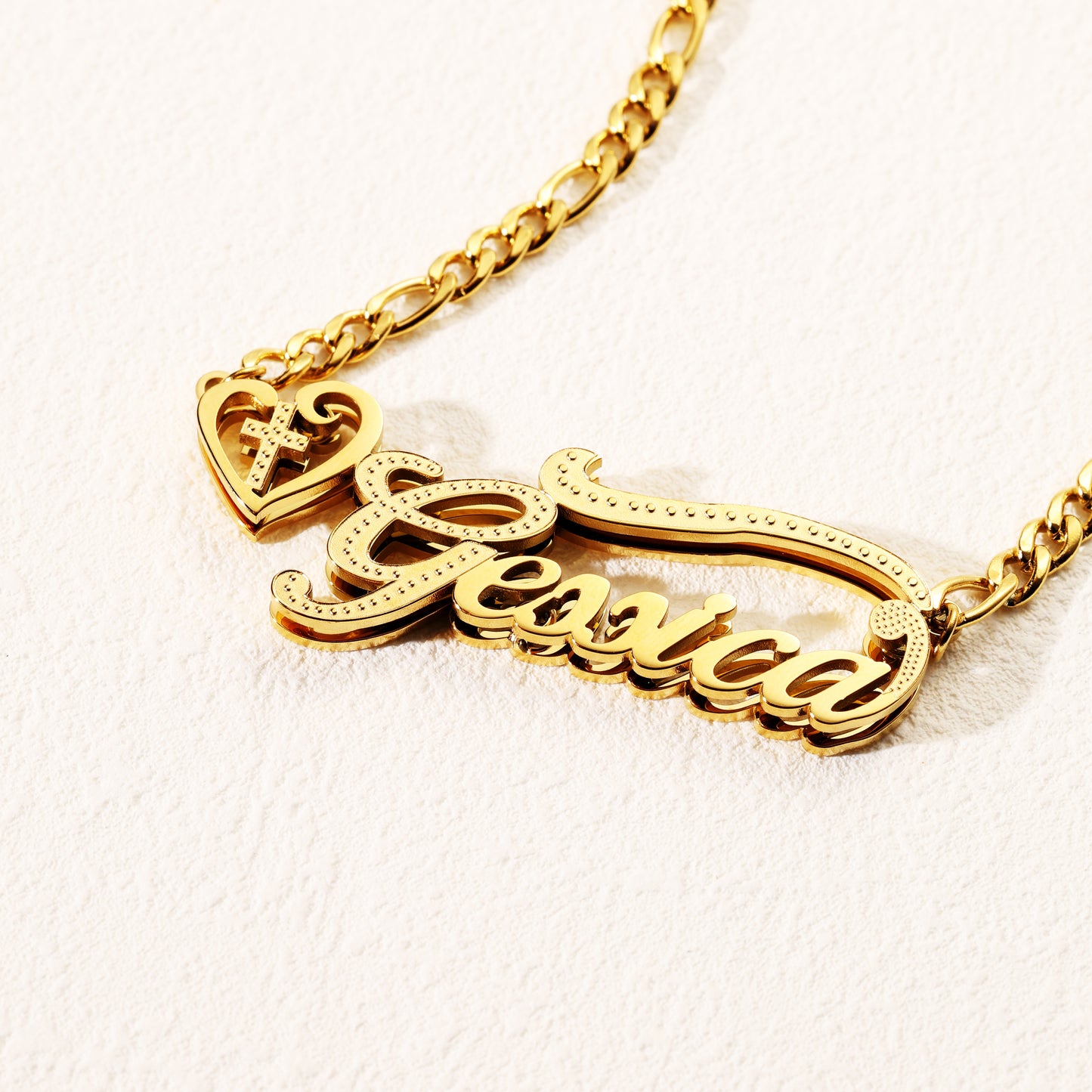 Personalized Gold Name Necklace with Heart Motif