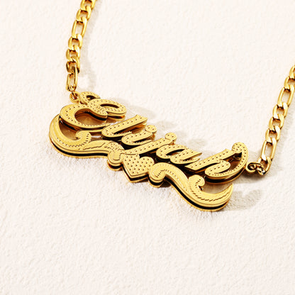 Custom Name 18K Gold Crown Nameplate Necklace