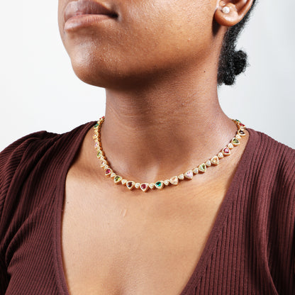 Heart Cut Tourmaline Gemstone Necklace