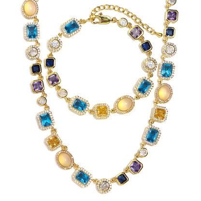 Sapphire Skies and Golden Sunbeams Gemstone Necklace