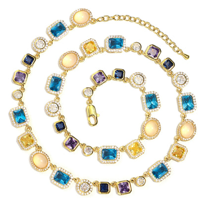 Sapphire Skies and Golden Sunbeams Gemstone Necklace