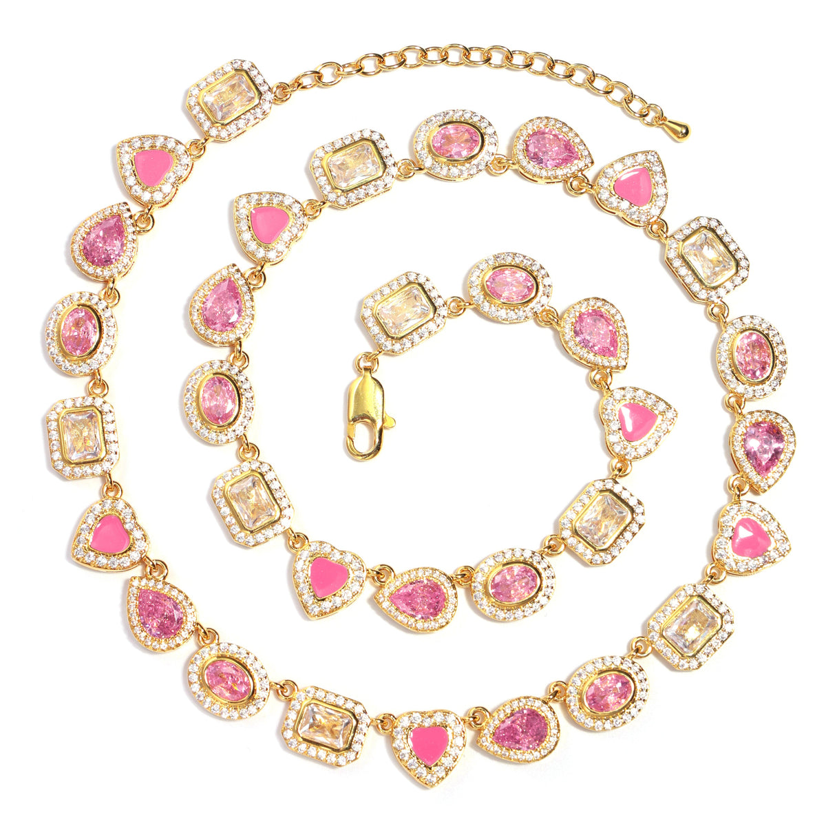Sakura Dream Pink Gemstone Set ( Necklace＆ Bracelet)