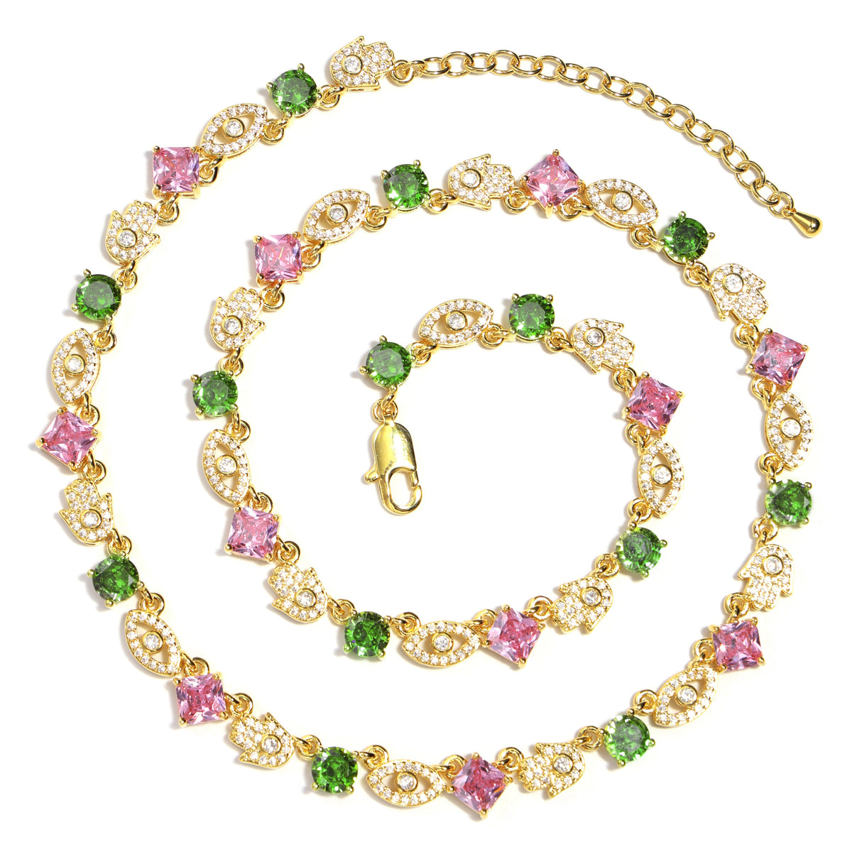 Evil Eye & Hamsa Gemstone Necklace