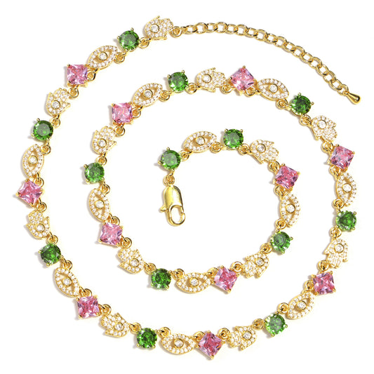 Evil Eye & Hamsa Gemstone Necklace