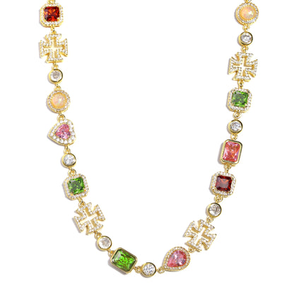 Pink Heart Multi Gemstone Necklace