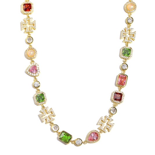 Pink Heart Multi Gemstone Necklace