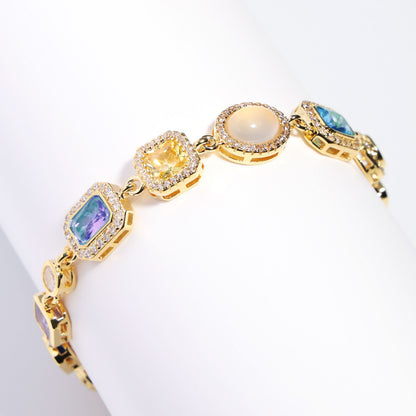 Sapphire Skies and Golden Sunbeams Gemstone Bracelet
