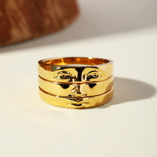 Human Face Dainty Bar Ring