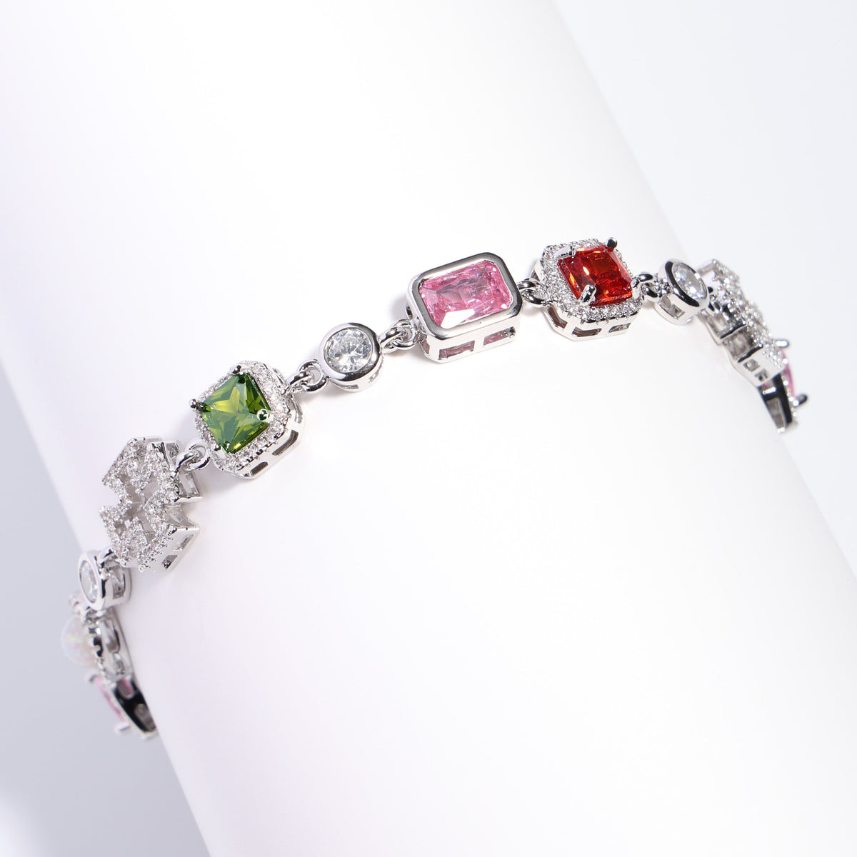 Pink Heart Multi Gemstone Bracelet
