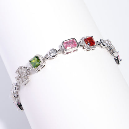Pink Heart Multi Gemstone Bracelet