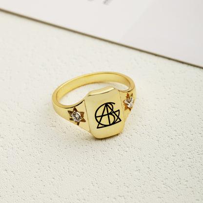 Name Design Square Ring